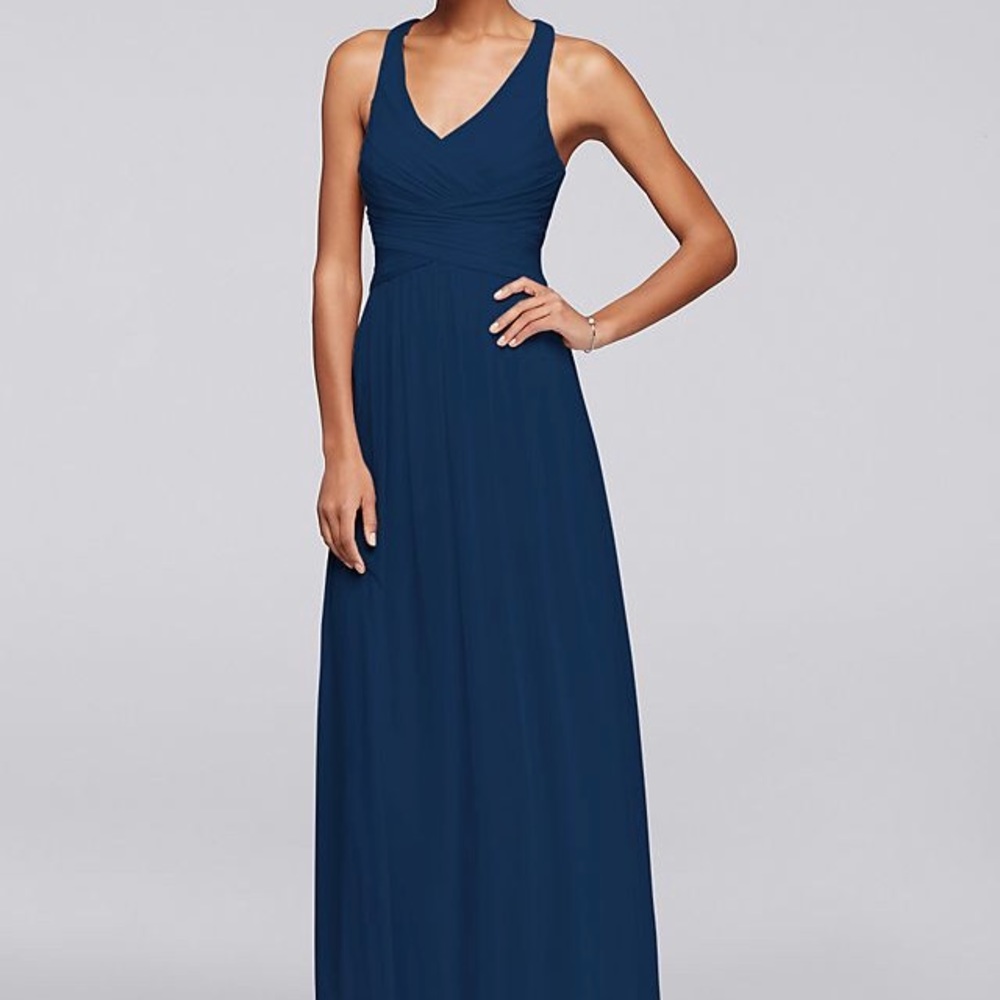 David’s Bridal Crisscross Marine Bridesmaid Dress